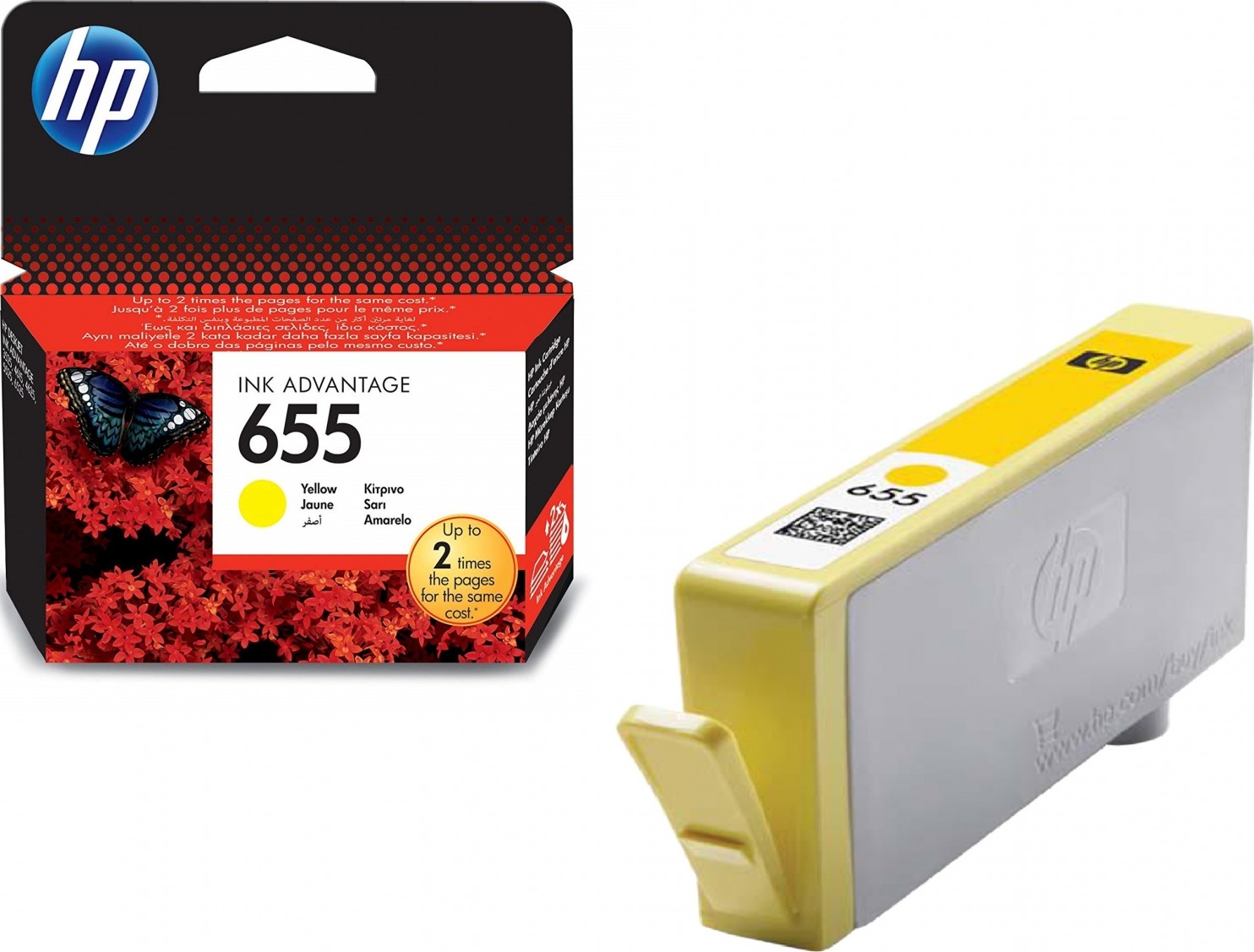 خرطوشة حبر hpاصلية HP 655 Yellow Original Ink Advantage Cartridge CZ112AE لون اصفر